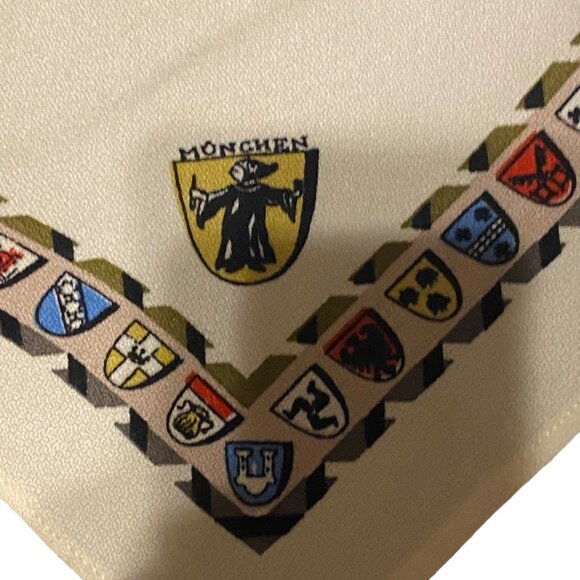 Vtg German Handkerchief 14"x14" Coat Of Arms Neck Scarf Berlin Frankfurt Munchen - Picture 4 of 7